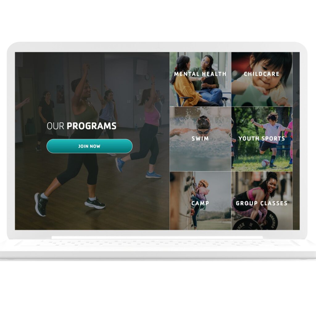 A mock-up image of a website as it appears on a laptop. 